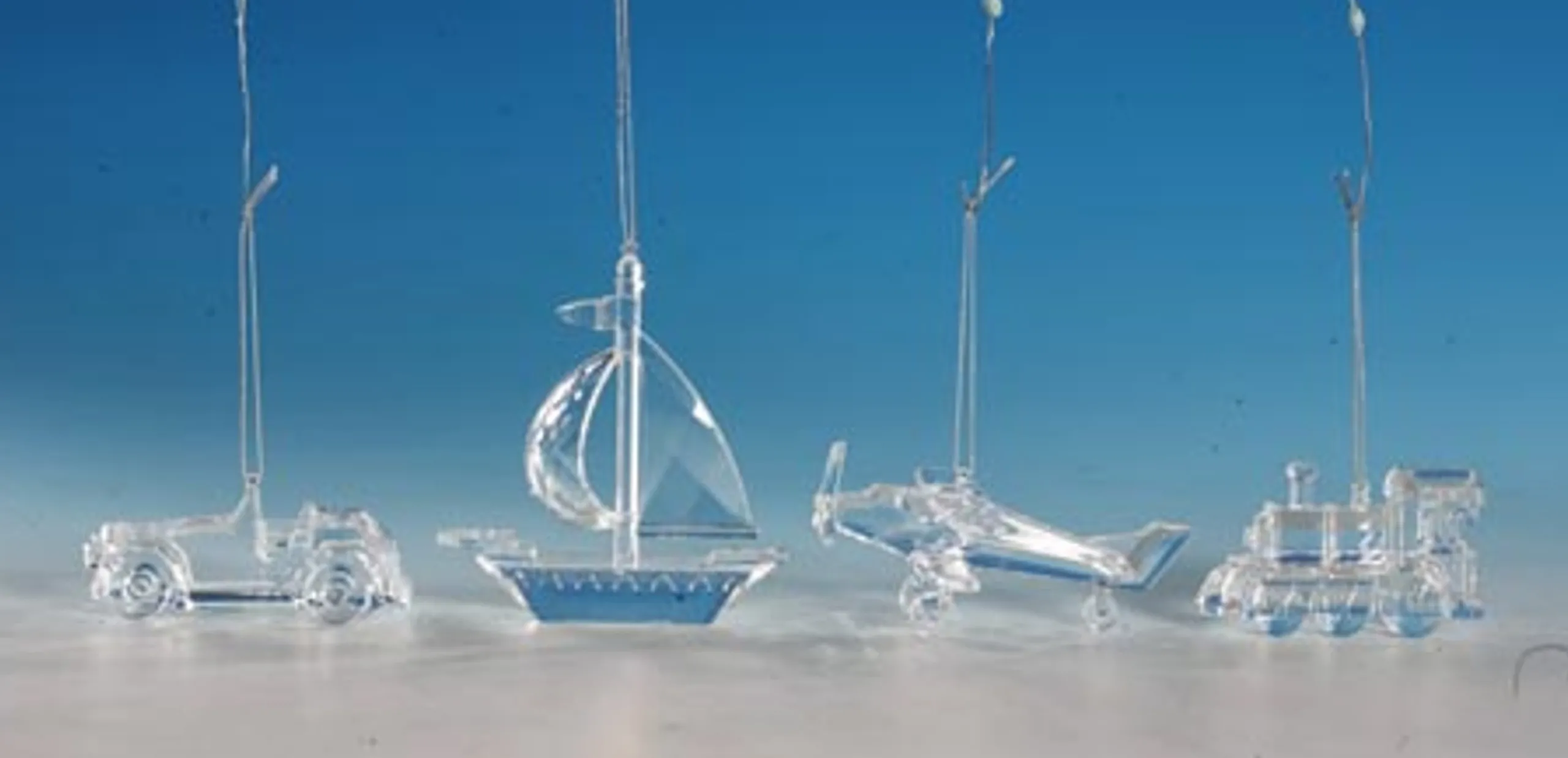 Icy Giftware Transportation>Club Pack Of 16 Clear Icy Crystal Decorative Transportation Ornaments 4.5"