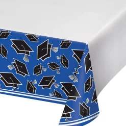 Party Central Club Pack Of 12 Cobalt Blue And Black School Spirit Decorative Table Cover 102"