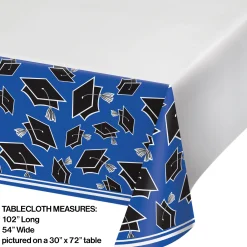 Party Central Club Pack Of 12 Cobalt Blue And Black School Spirit Decorative Table Cover 102"