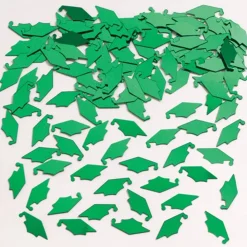 Party Central Club Pack Of 12 Emerald Green Mortarboard Cap Hat Shaped Graduation Day Party Confetti Bags 0.5 Oz.