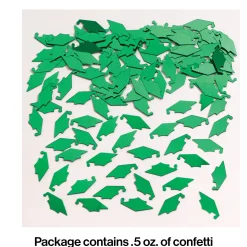 Party Central Club Pack Of 12 Emerald Green Mortarboard Cap Hat Shaped Graduation Day Party Confetti Bags 0.5 Oz.