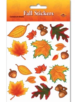 Beistle Club Pack Of 48 Fall Harvest Autumn Leaf Sticker Sheets 7.5"