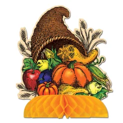 Beistle Club Pack Of 12 Fall Thanksgiving Cornucopia Table Centerpiece 9"
