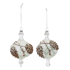 Melrose Pendants & Drops>Club Pack Of 12 Glass Pinecone Onion Christmas Ornaments 6"