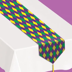 Party Central Club Pack Of 12 Gold And Purple Mardi Gras Table Top Runner 18'