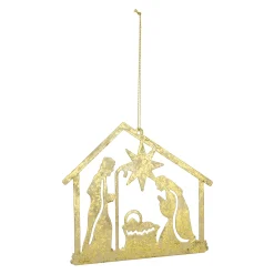 Melrose Nativity & Religious>Club Pack Of 12 Gold Cut Out Holy Family Christmas Ornaments 5.25"