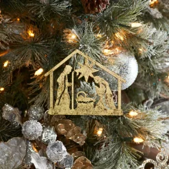 Melrose Nativity & Religious>Club Pack Of 12 Gold Cut Out Holy Family Christmas Ornaments 5.25"