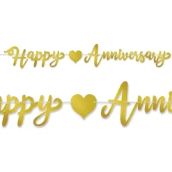 Beistle Club Pack Of 12 Gold Foil Happy Anniversary Streamer Party Decorations 72"