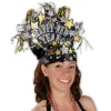 Beistle Club Pack Of 12 Gold Glittered New Years Decorative Headdress Headband - One Size