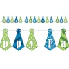 Party Central Club Pack Of 12 Green And Blue Dapper Neckties Happy Father's Day Streamers Decors 144"