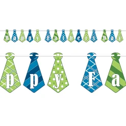 Party Central Club Pack Of 12 Green And Blue Dapper Neckties Happy Father's Day Streamers Decors 144"