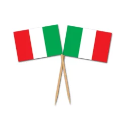 Party Central Club Pack Of 12 Green And Red Striped Italian Flag Food Or Drink Decoration Party Picks 2.5"