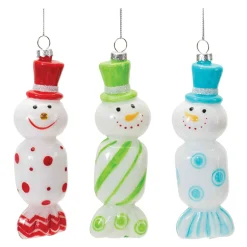 Melrose Snowmen>Club Pack Of 12 Green And Red Snowman Candy Christmas Ornaments 6.25"