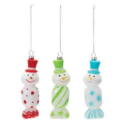 Melrose Snowmen>Club Pack Of 12 Green And Red Snowman Candy Christmas Ornaments 6.25"