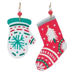 Melrose Stockings>Club Pack Of 12 Green And Red Mitten With Stocking Christmas Ornaments 8"