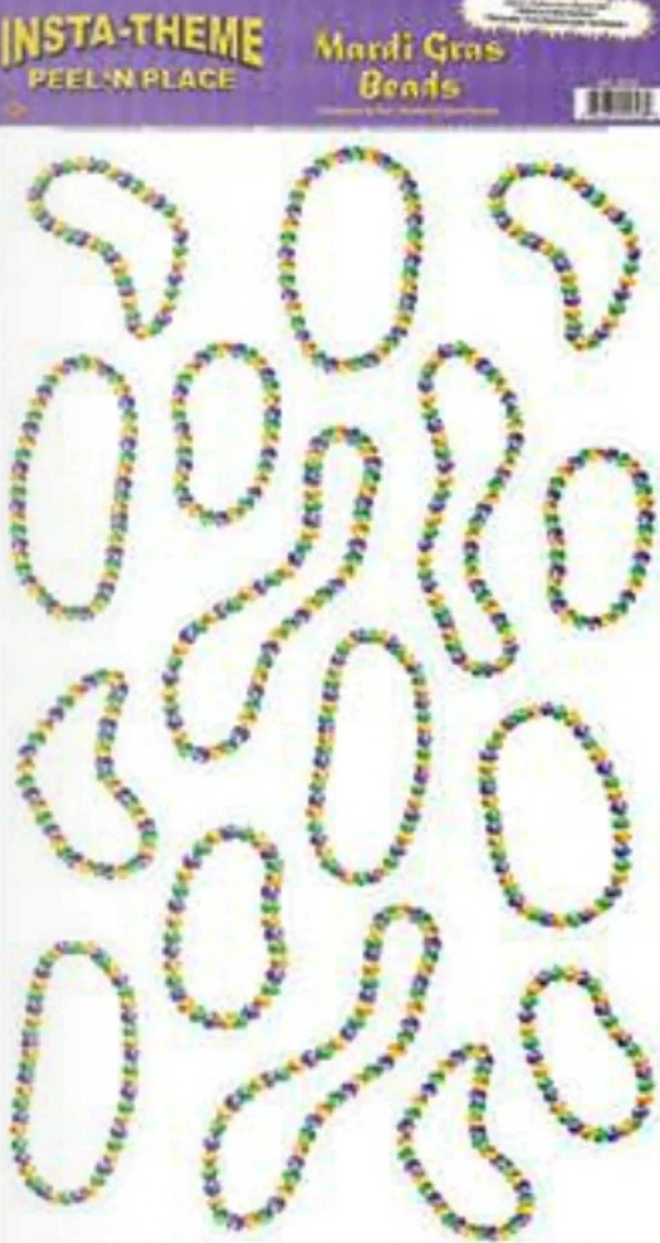 Party Central Club Pack Of 12 Green And Yellow Mardi Gras Beads Peel 'N Place Festive Party Accessory Decorations