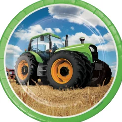 Party Central Club Pack Of 96 Green Farmers Tractor Truck Dinner Party Plates 9"
