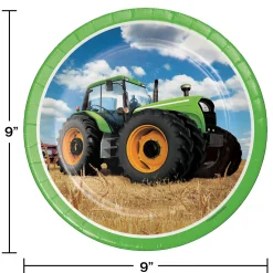 Party Central Club Pack Of 96 Green Farmers Tractor Truck Dinner Party Plates 9"