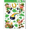 Party Central Club Pack Of 120 Green Leprechaun And Shamrock St. Patrick's Day Cling Sheets 17"