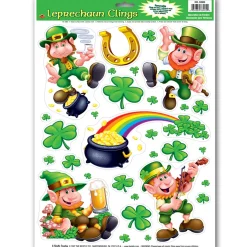 Party Central Club Pack Of 120 Green Leprechaun And Shamrock St. Patrick's Day Cling Sheets 17"