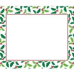 Linens*Party Central Club Pack Of 144 Holly And Berries Rectangular Christmas Placemats 17"