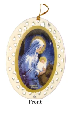 CC Christmas Decor Nativity & Religious>Club Pack Of 192 Ivory And Blue Jesus With Holy Mary Christmas Ornaments 3.75"