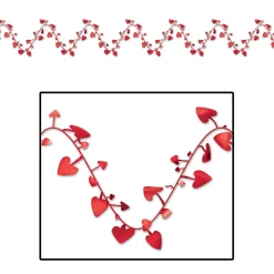 Party Central Club Pack Of 12 Metallic Red Valentine's Day Heart Garland, 25'