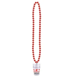 Beistle Club Pack Of 12 Metallic Red Beads With "Congrats Grad" Glass Party Necklaces 33"
