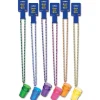 Beistle Club Pack Of 12 Multi-Colored Shot Glasses On Beaded Necklaces 2.5 Oz.