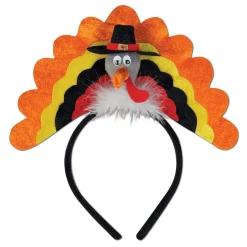 Beistle Club Pack Of 12 Orange And White Thanksgiving Turkey Headband Costume Accessories - One Size