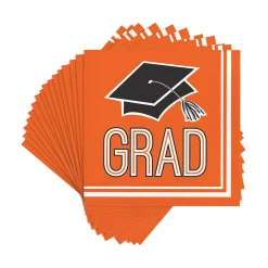 Party Central Club Pack Of 360 Orange And Black School Spirit Lunch Napkins 6.5