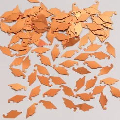 Party Central Club Pack Of 12 Orange Mortarboard Cap Hat Shaped Graduation Day Celebration Confetti Bags 0.5 Oz.