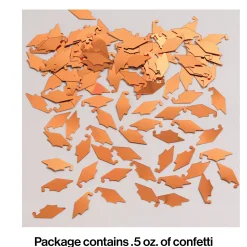 Party Central Club Pack Of 12 Orange Mortarboard Cap Hat Shaped Graduation Day Celebration Confetti Bags 0.5 Oz.