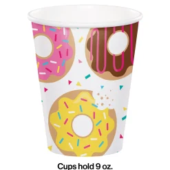 Party Central Club Pack Of 96 Pink And White Disposable Donut Time Hot/Cold Cups 5.6"