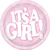 Party Central Club Pack Of 96 Pink And White Disposable "It's A Girl!" Paper Party Banquet Dessert Plates 7"