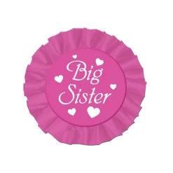 Party Central Club Pack Of 12 Pink And White Round "Big Sister" Buttons Party Favors 3.5''