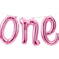 Party Central Club Pack Of 12 Pink "One" Party Foil Balloon Banners 60"