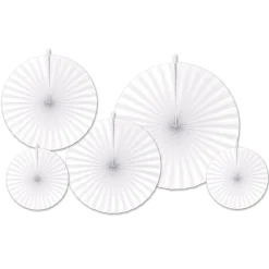 Beistle Club Pack Of 60 Polar White Hanging Accordion Paper Fan Decorations 16"