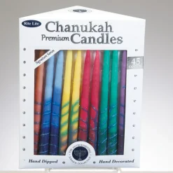 Rite Lite Club Pack Of 45 Premium Rainbow Menorah Candles 5.25 Inches High