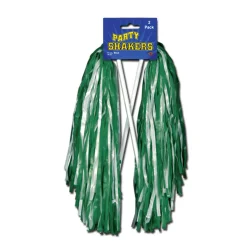 Beistle Club Pack Of 48 Pre-Packaged Kelly Green And White Football Themed School Spirt Poly Shakers 12"