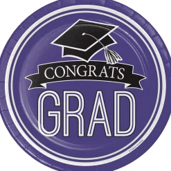 Party Central Club Pack Of 180 Purple And White School Spirit Disposable Dinner Plates 8.8"