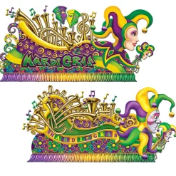 Party Central Club Pack Of 24 Purple And Green Mardi Gras Jester Float Wall Decors 5.5'