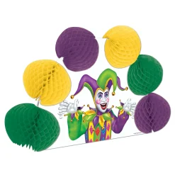 Party Central Club Pack Of 12 Purple And Yellow Pop-Over Honeycomb Mardi Gras Table Centerpieces 10"
