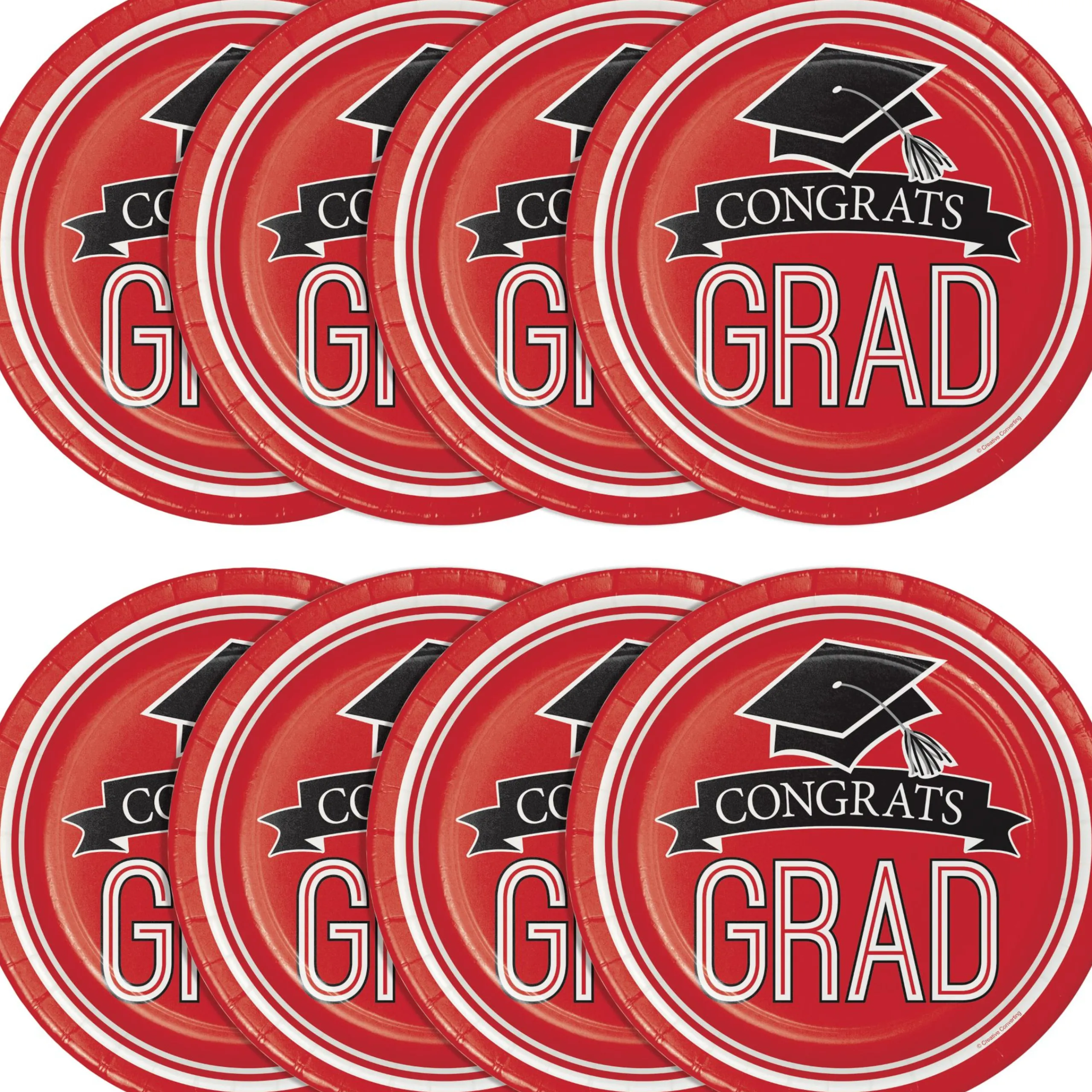 Party Central Club Pack Of 180 Red And Black School Spirit Disposable Luncheon Plates 7"