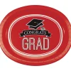 Party Central Club Pack Of 96 Red And Black School Spirit Oval Platters Disposable Plates 12"