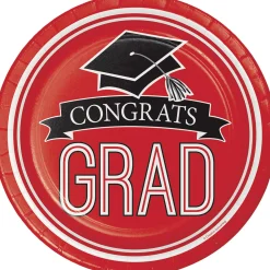 Party Central Club Pack Of 180 Red And Black School Spirit Disposable Dinner Plates 7"