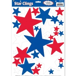 Party Central Club Pack Of 432 Red And Blue Star Window Cling Decors 17"