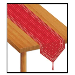 Linens*Party Central Club Pack Of 12 Red And Gold Printed Bandana Party Table Runners 11'