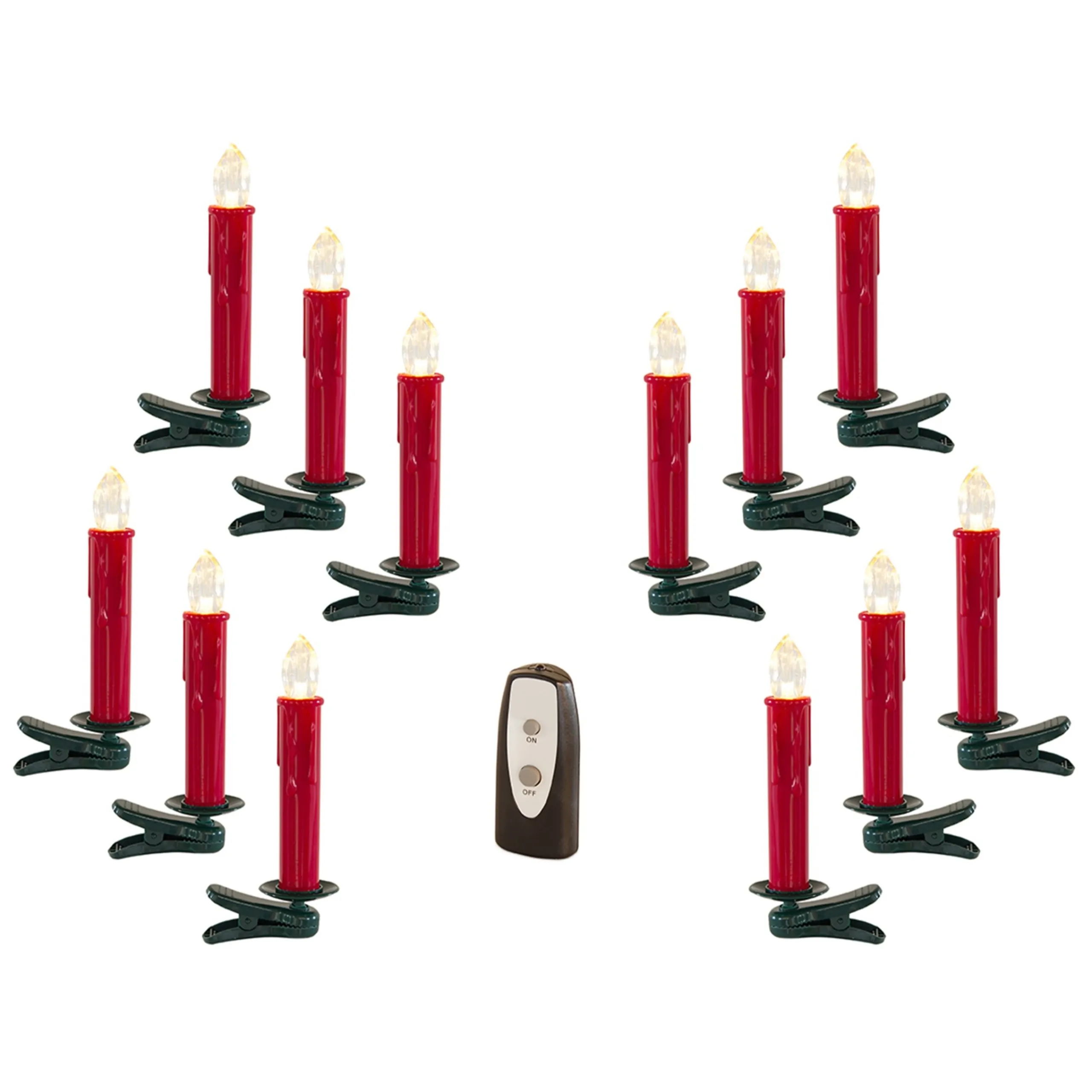 Diva At Home Club Pack Of 24 Red And Green Decorative Artificial Led Clip-On Taper Candle 6.5"