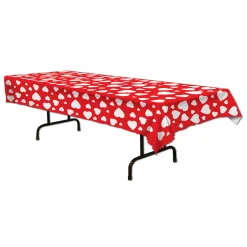 Party Central Club Pack Of 12 Red And White Heart Table Cover Valentines Day Decorations 54" X 108"